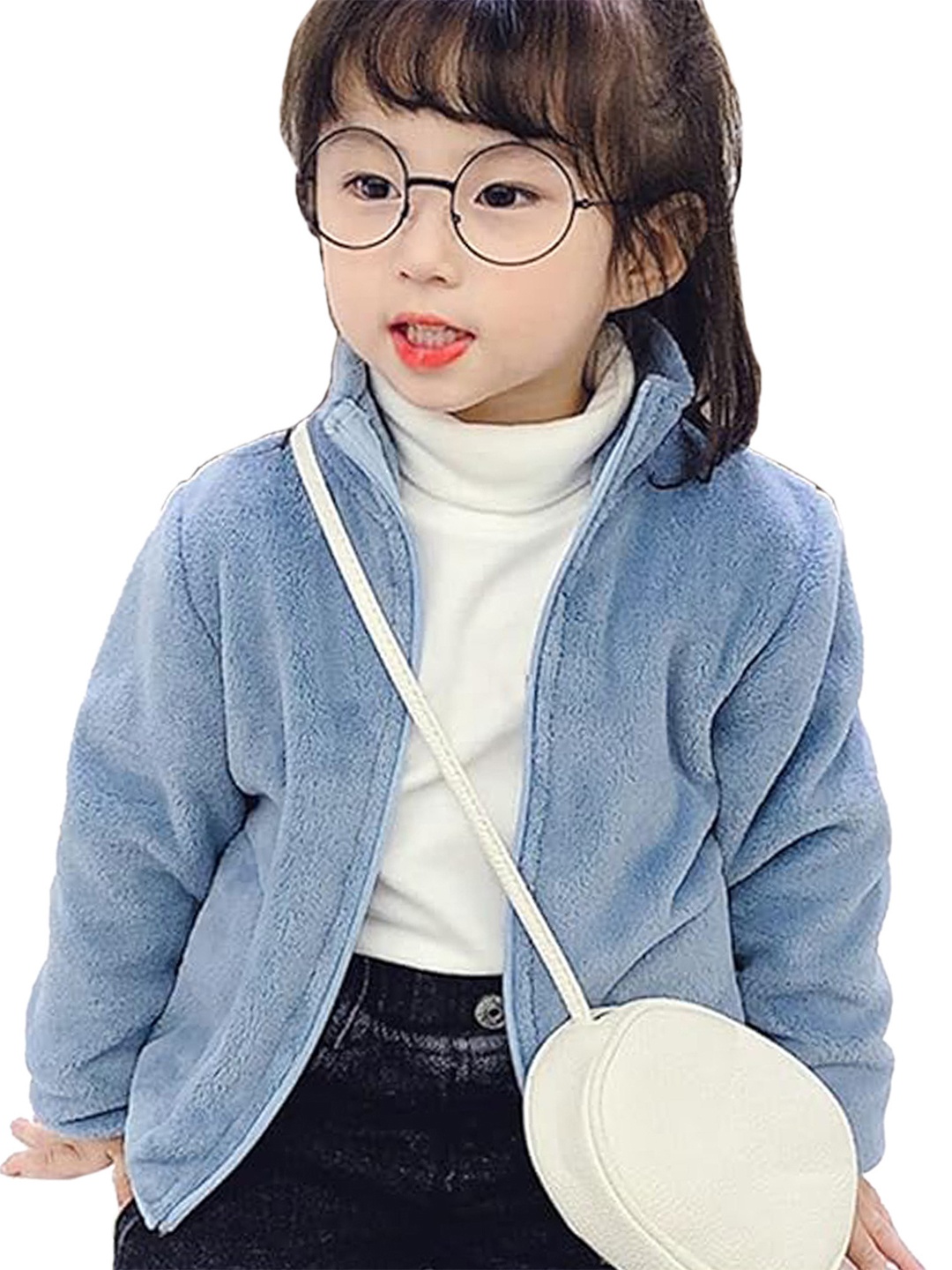 

Babymoon Unisex Kids Faux Fur Trim Fleece Parka Jacket, Blue