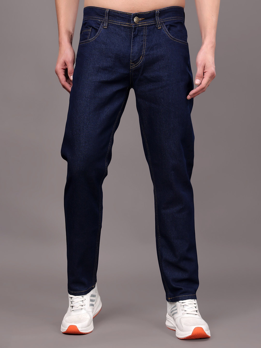 

ZAYSH Men Cotton Regular Fit Stretchable Jeans, Navy blue