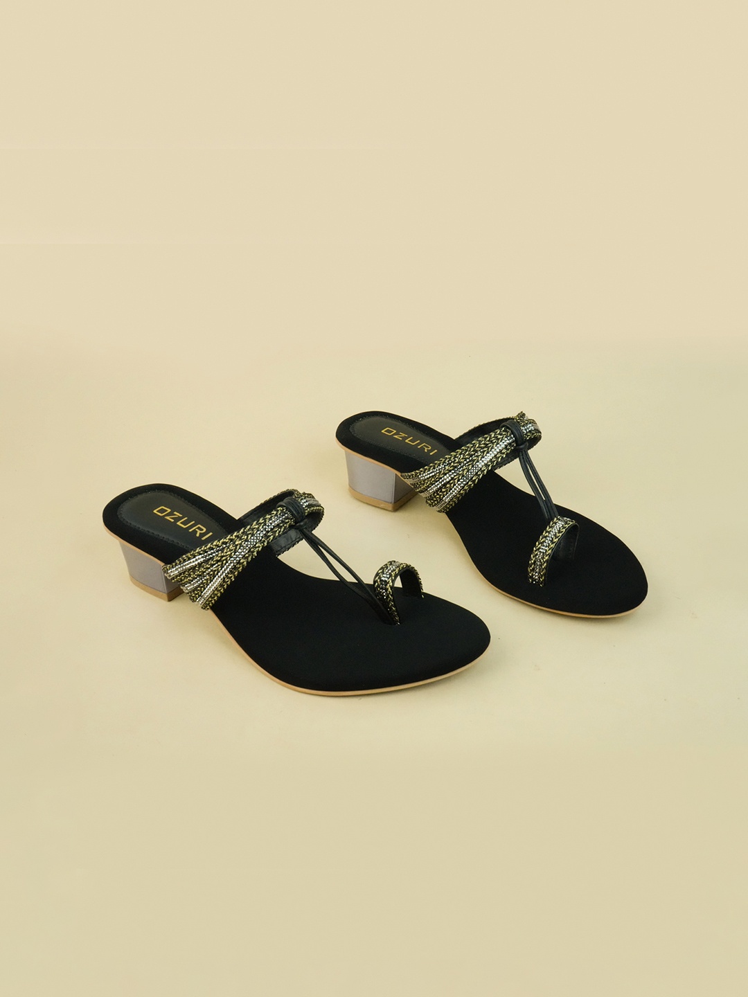 

Ozuri Party Block Sandals, Black