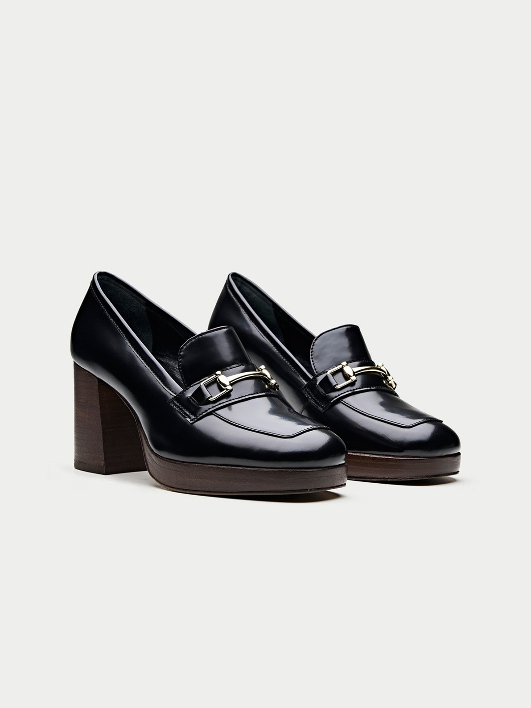 

Oroh Women Leather Block Pumps, Black