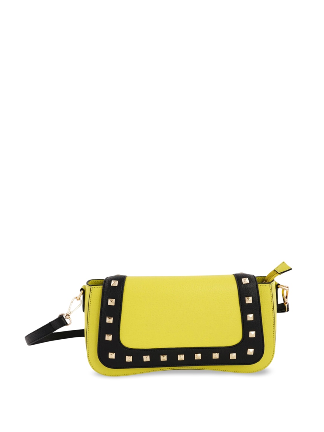 

Monadaa Women Colourblocked Structured Handheld Bag, Mustard