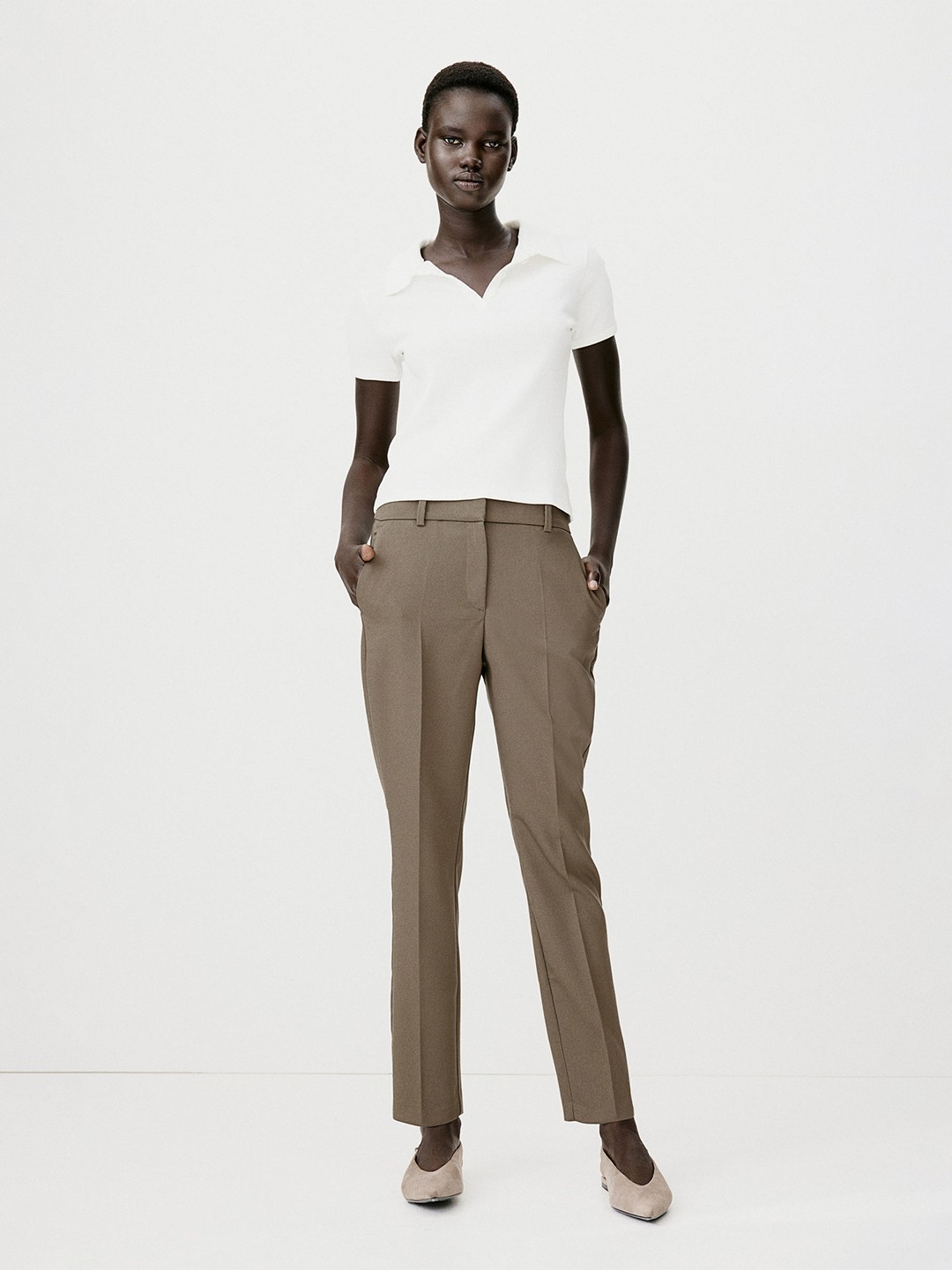 

H&M Women Cigarette Trousers, Green