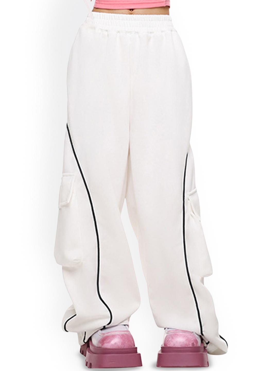 

LULU & SKY Girls High-Rise Trousers, White