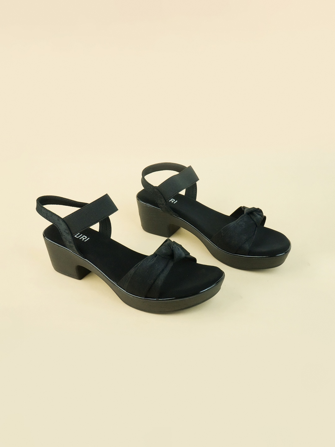 

Ozuri Suede Party Block Sandals, Black