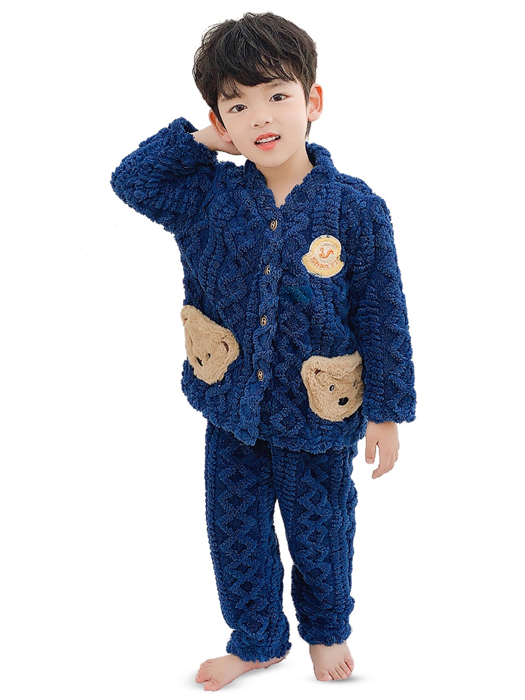 

Babymoon Kids V-Neck Night suit, Navy blue
