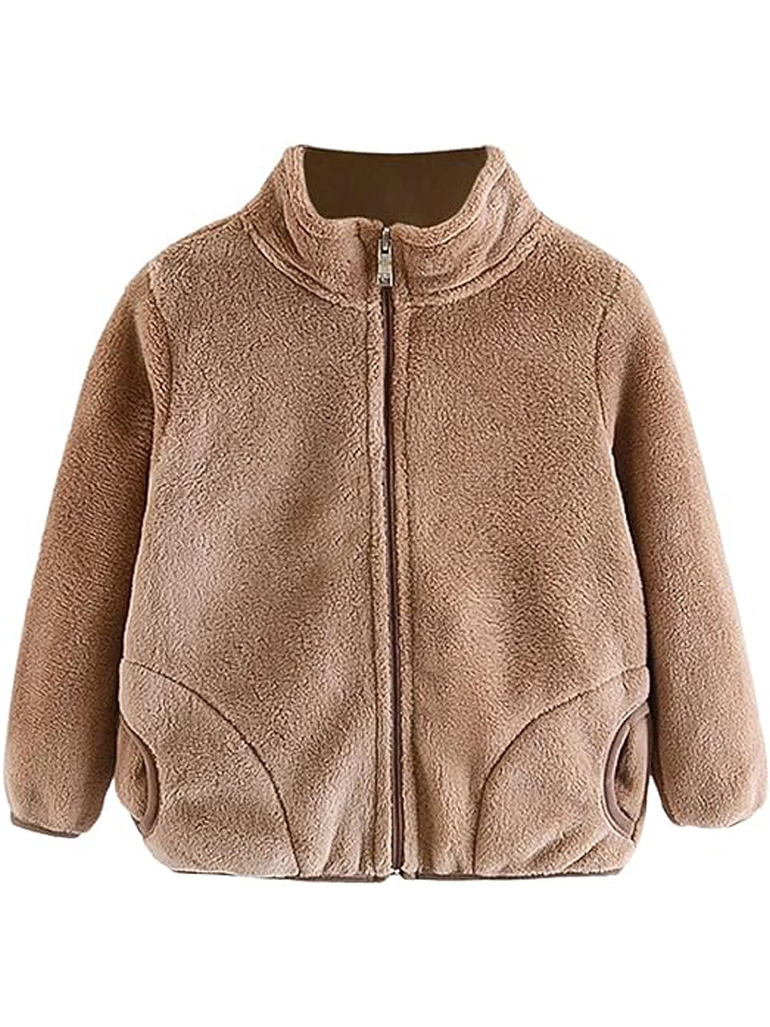 

Babymoon Unisex Kids Faux Fur Trim Fleece Parka Jacket, Camel brown