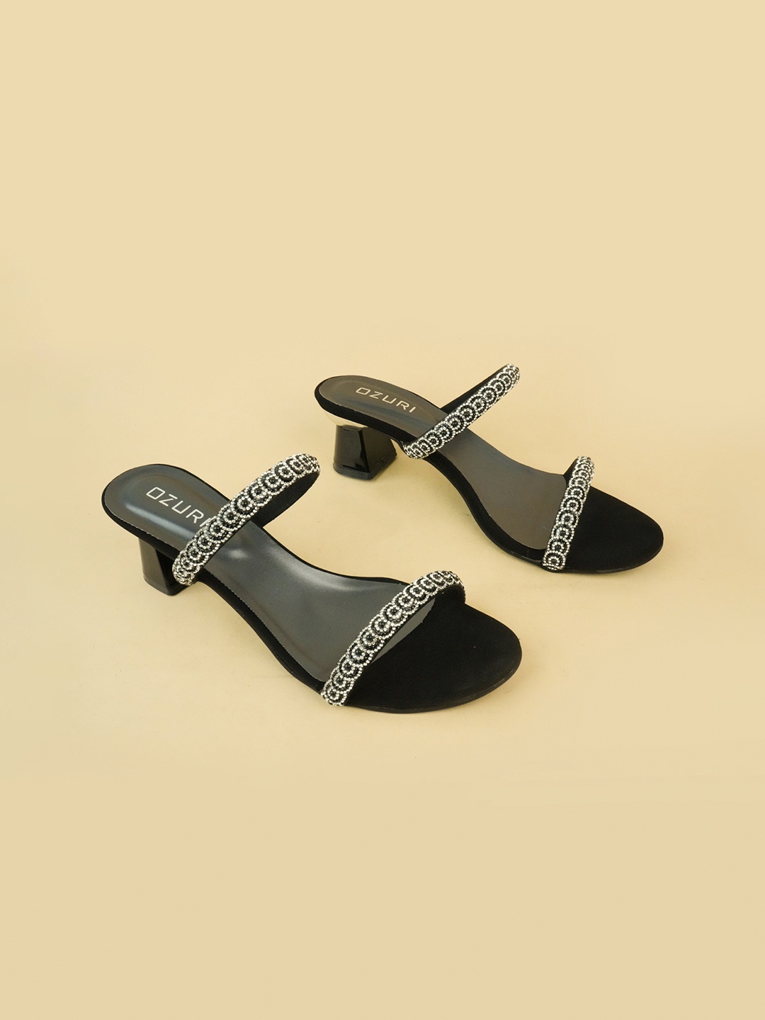 

Ozuri Party Block Sandals, Black