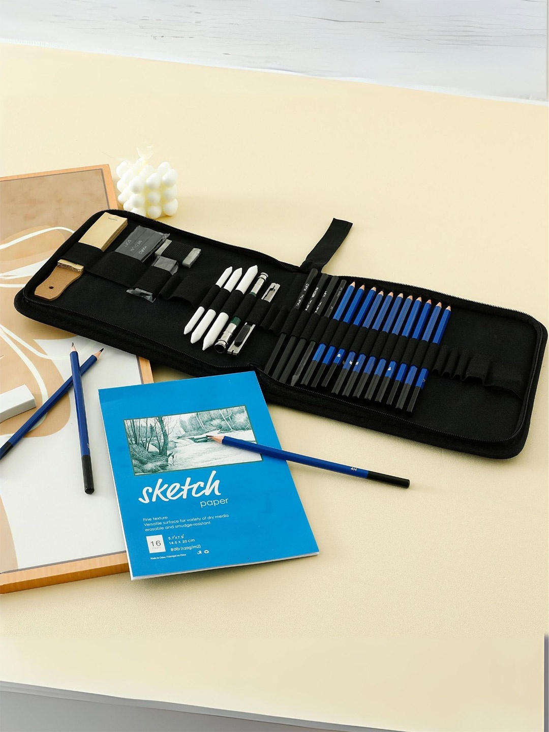 

Tinker Squad 35 Pcs Artist Professional Sketching Drawing Kit Stationery, Blue