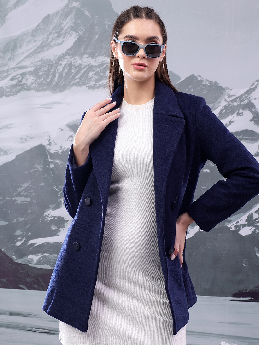 

Kotty Double-Breasted Overcoat, Navy blue