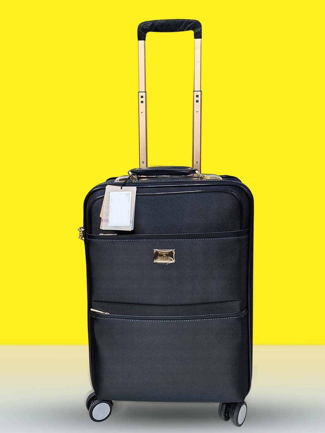 

THE CLOWNFISH Aether Series Soft-Sided Cabin Trolley Bag, Black
