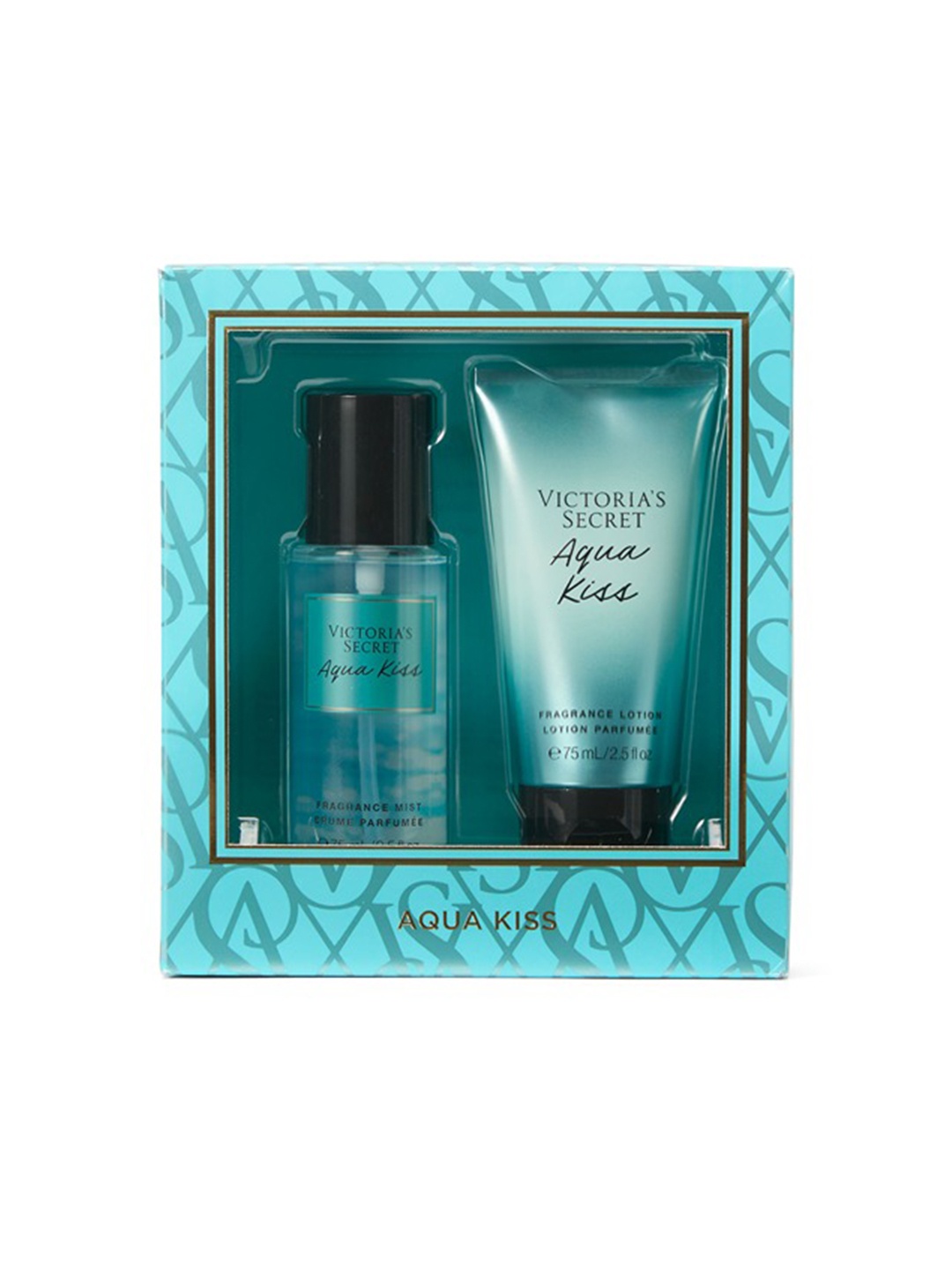 

Victoria's Secret Aqua Kiss Set Of 2 Fragrance Mist & Lotion Gift Set - 75 ml Each, Sea green