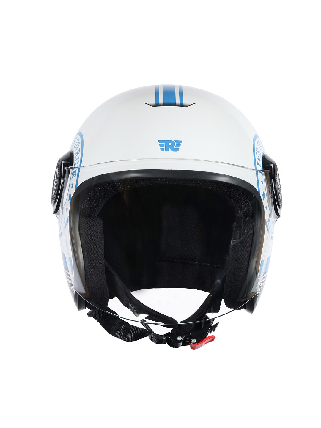 

Royal Enfield Graphic Printed Cushioned Adjustable Safety Copter Open Face Helmet, White