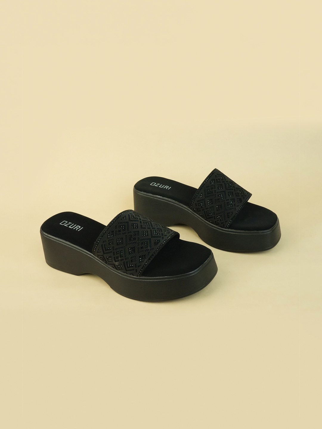 

Ozuri Party Platform Sandals, Black