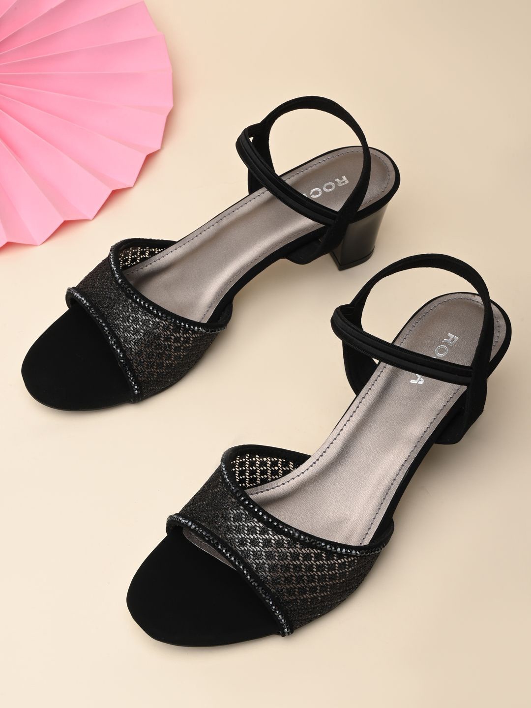 

Rocia Women Ethnic Block Sandals, Black
