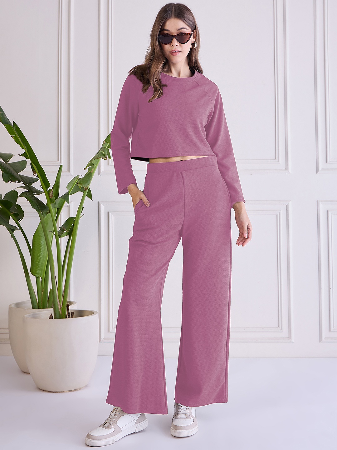 

WESTHOOD Round Neck Top & Trousers, Purple