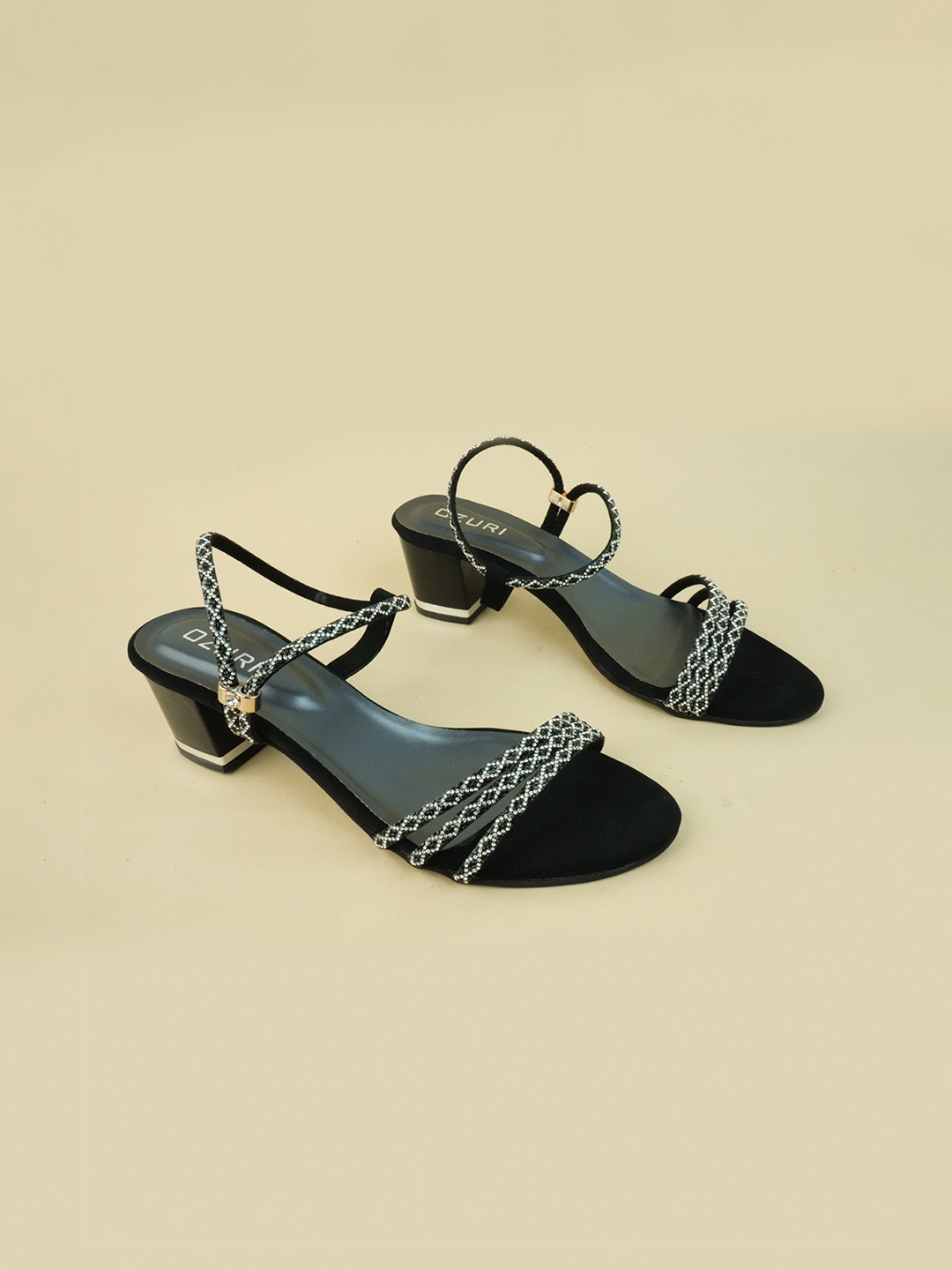 

Ozuri Party Block Sandals, Black