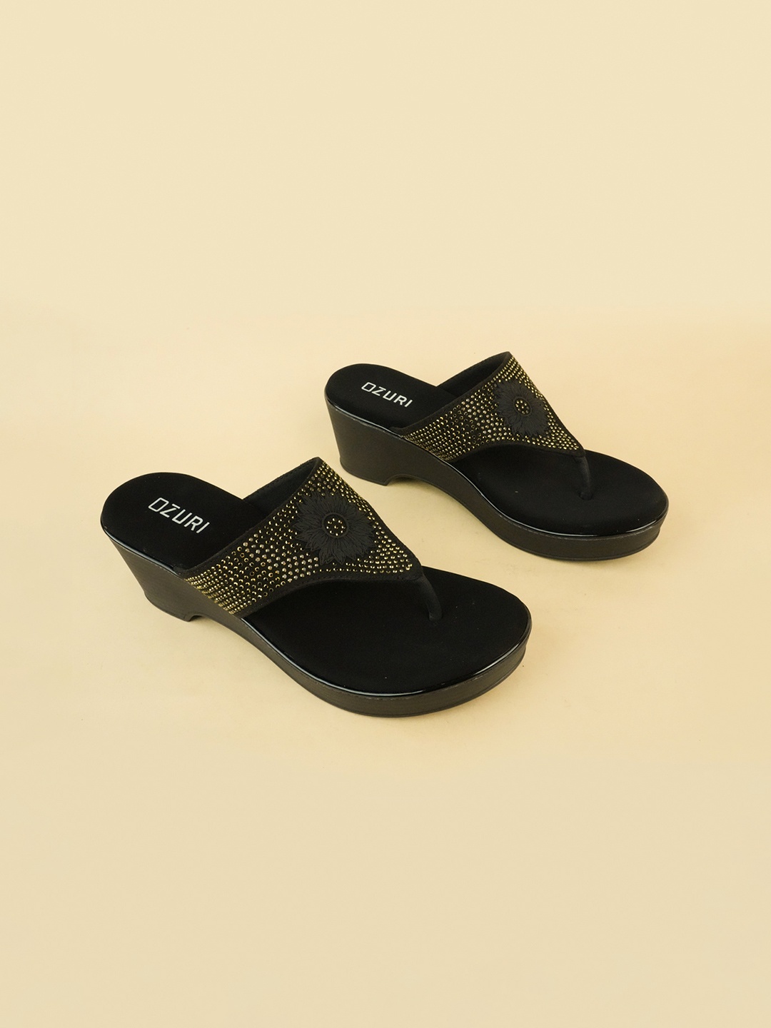 

Ozuri Suede Party Wedge Sandals, Black