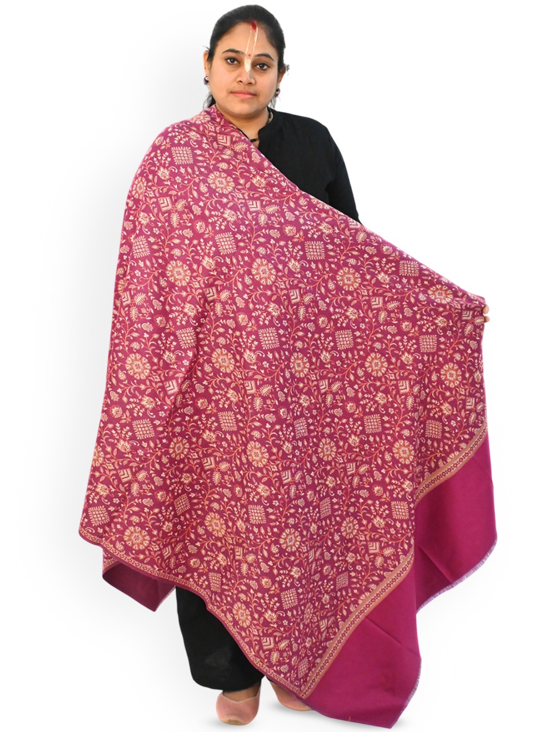 

Vrinde Women Floral Printed Shawl, Pink