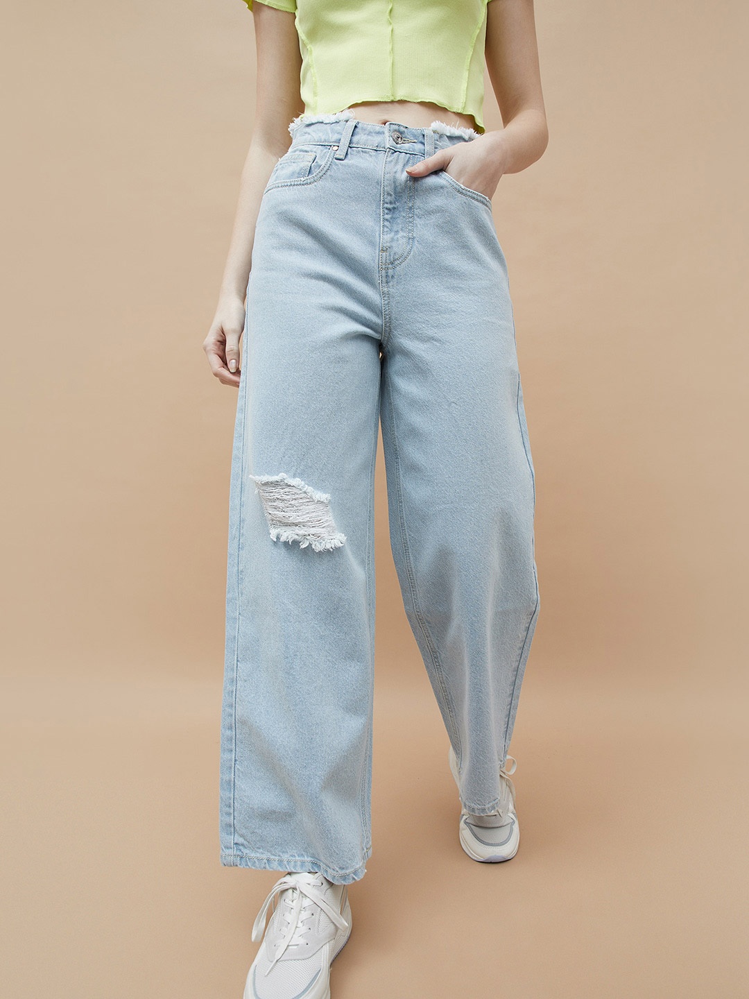 

Ginger by Lifestyle Women Mid-Rise Wide Leg Jeans, Blue
