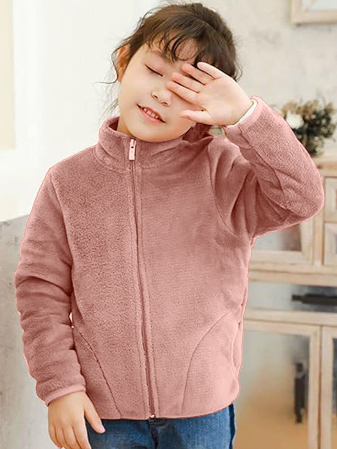 

Babymoon Unisex Kids Faux Fur Trim Fleece Parka Jacket, Pink