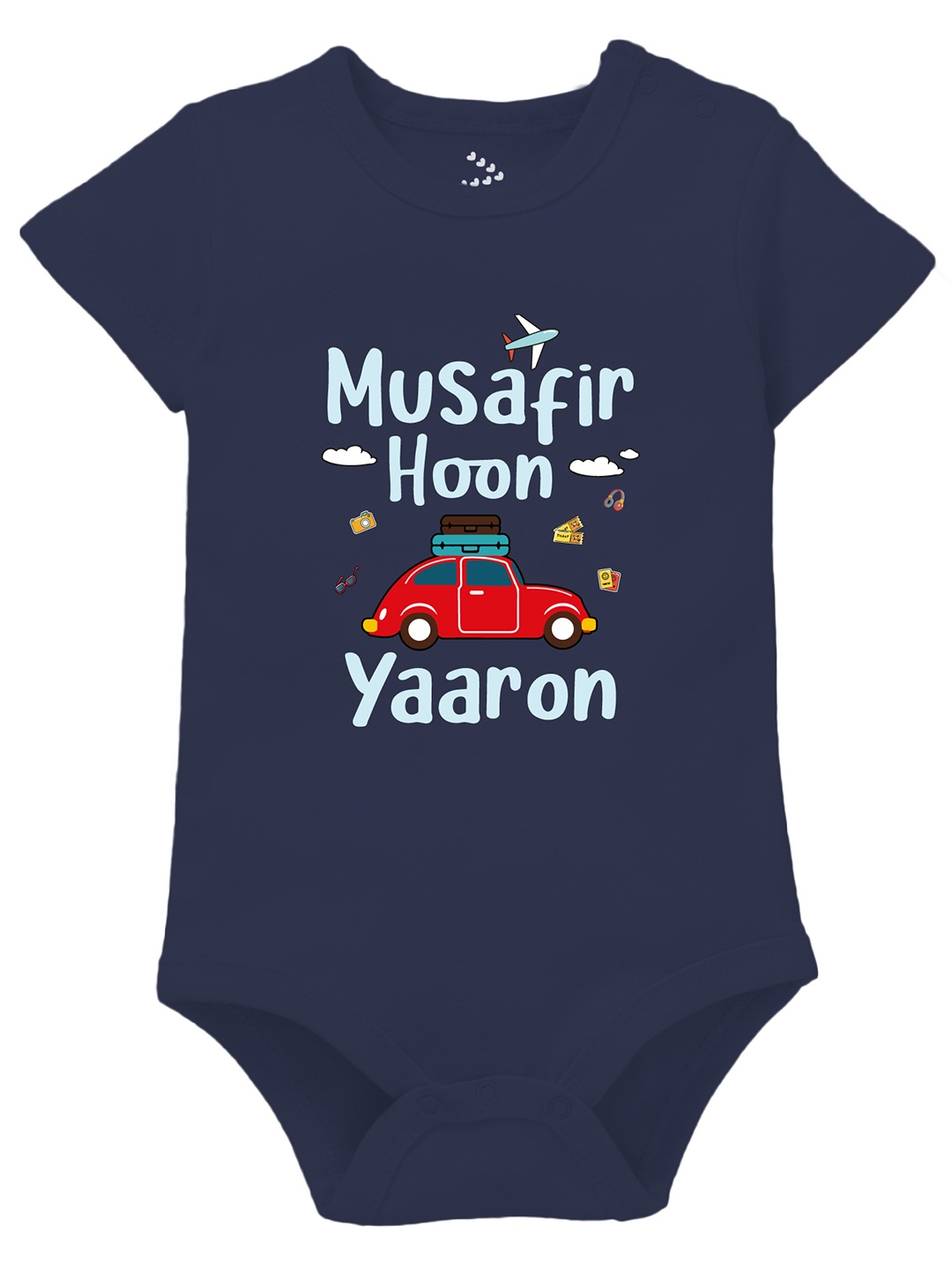 

Zeezeezoo Kids Musafir Hoon Yaaron Printed Pure Cotton Bodysuit, Navy blue