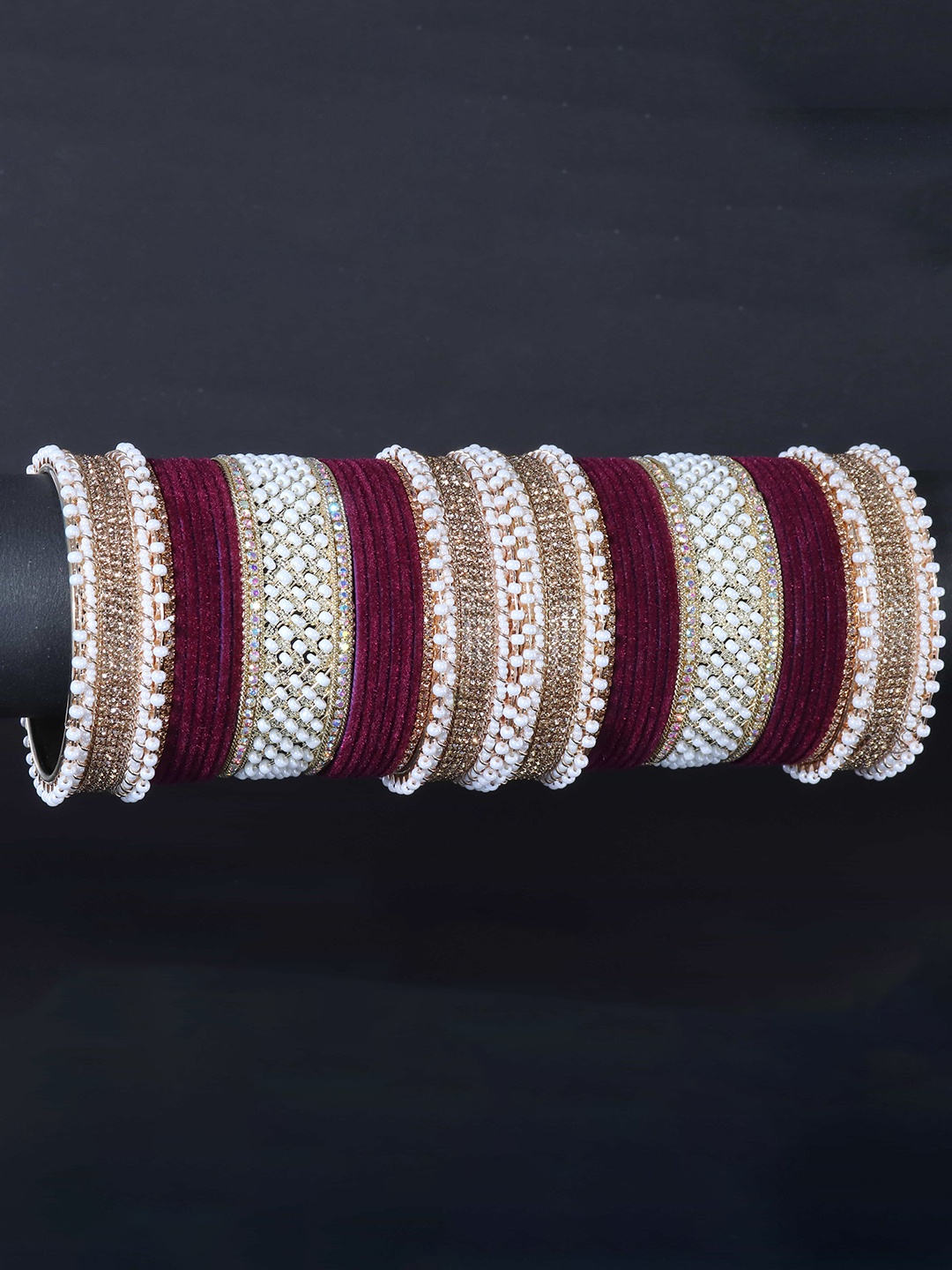 

NMII Set Of 68 Cubic-Zirconia-Studded & Beaded Chuda Bangles, Gold