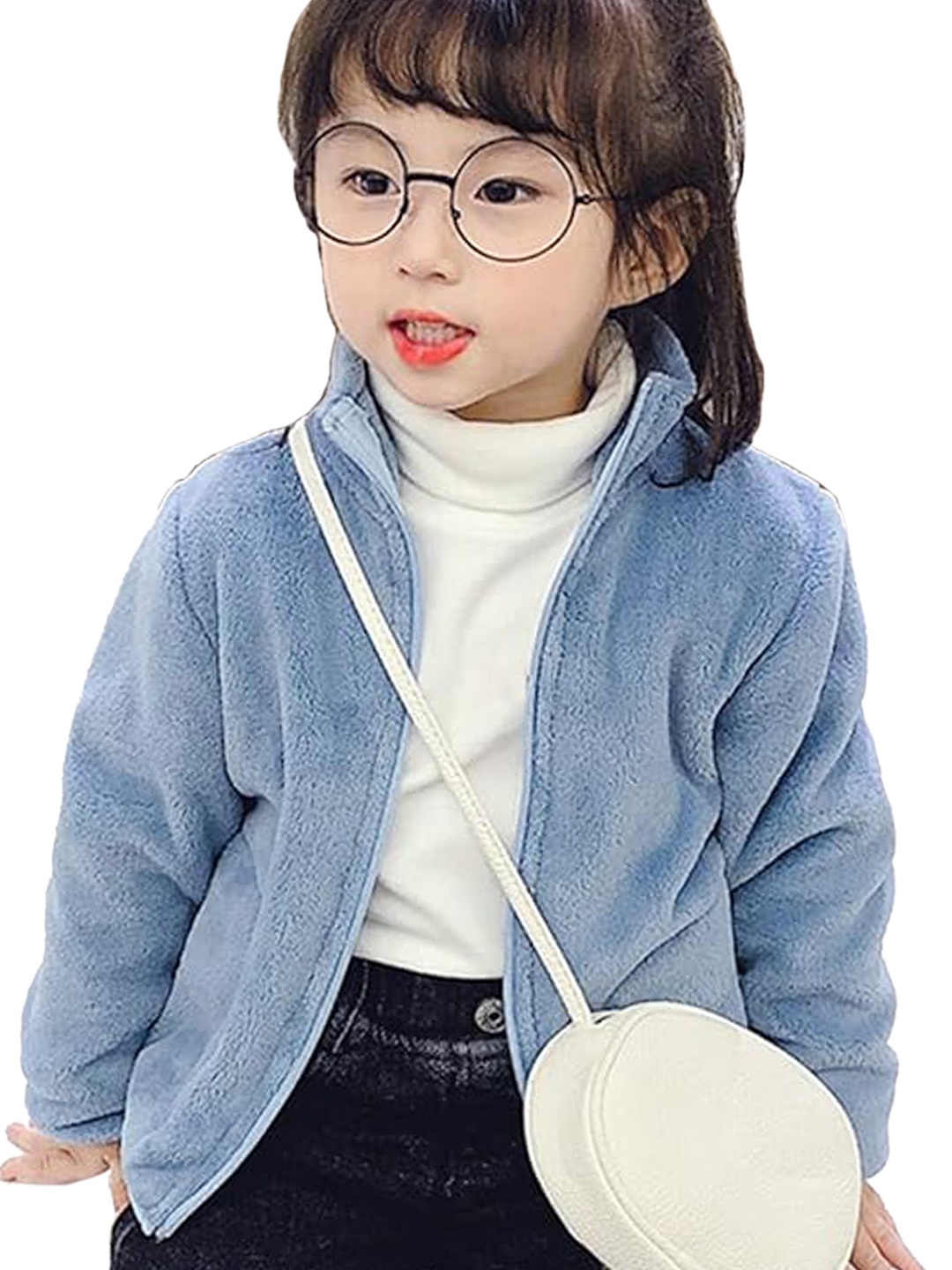 

Babymoon Unisex Kids Faux Fur Trim Fleece Parka Jacket, Blue