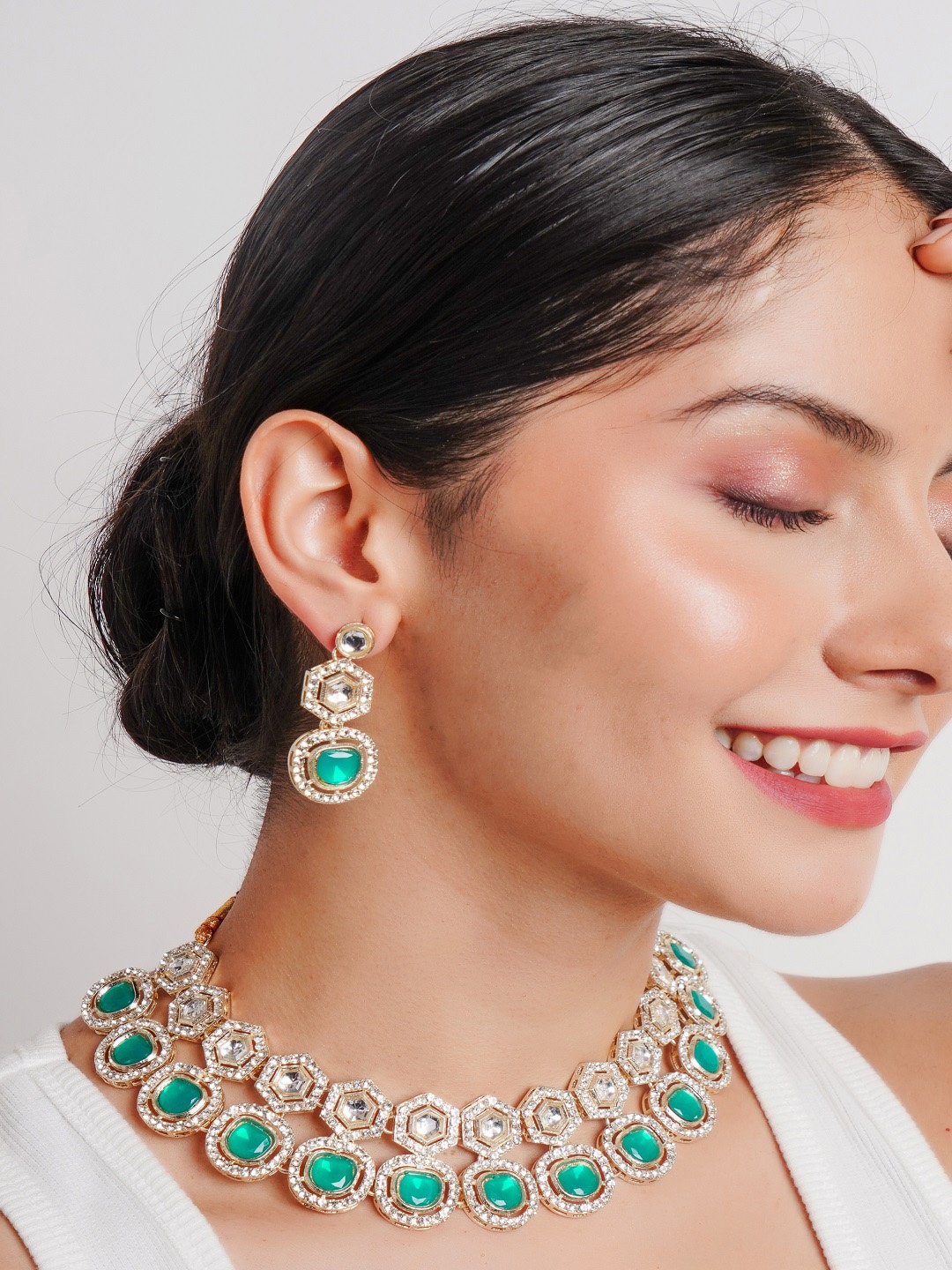 

Divisha 18KT Gold Plated CZ Stone Studded Jewellery Set