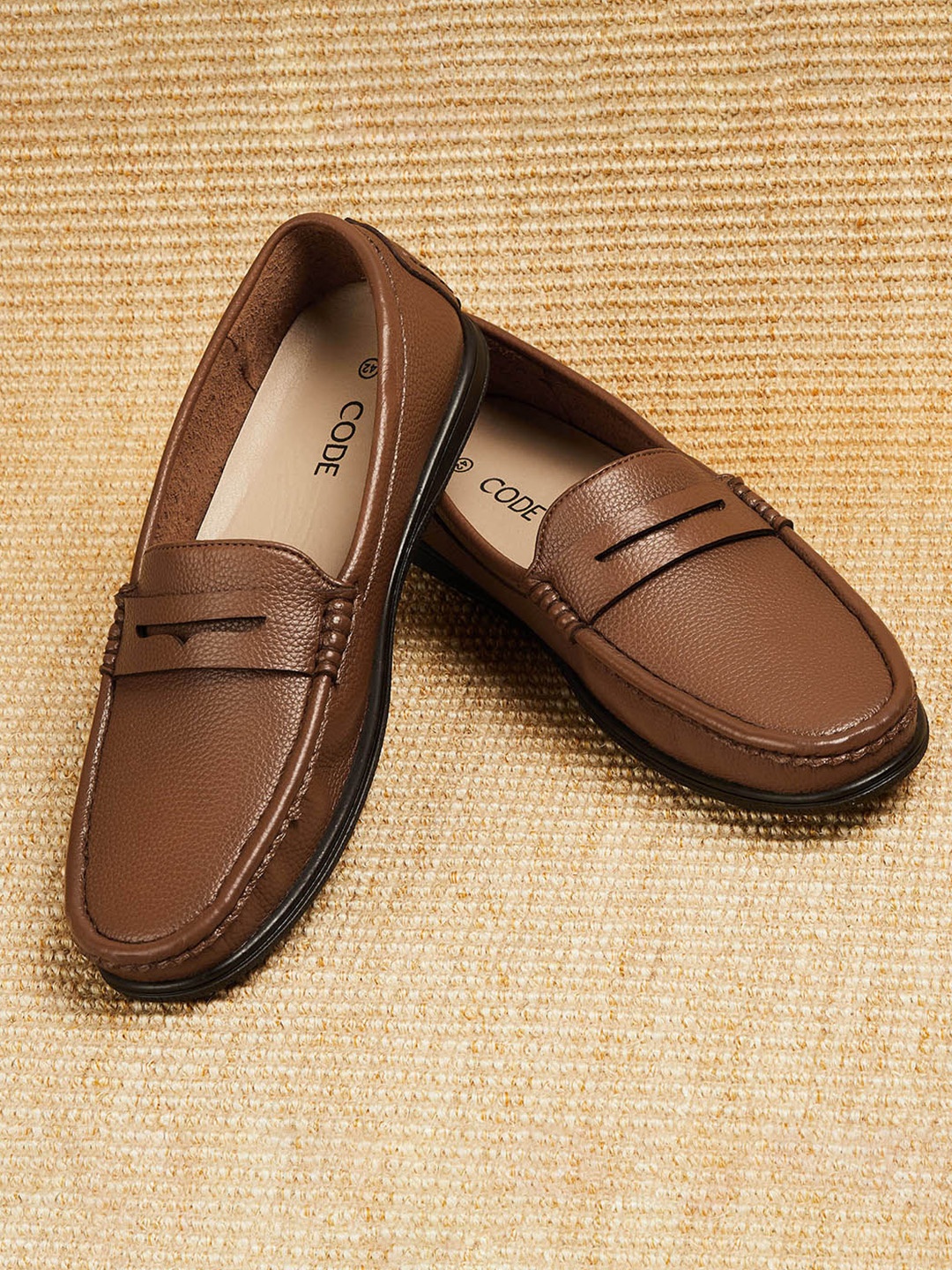 

CODE by Lifestyle Men Textured Formal Loafers, Tan