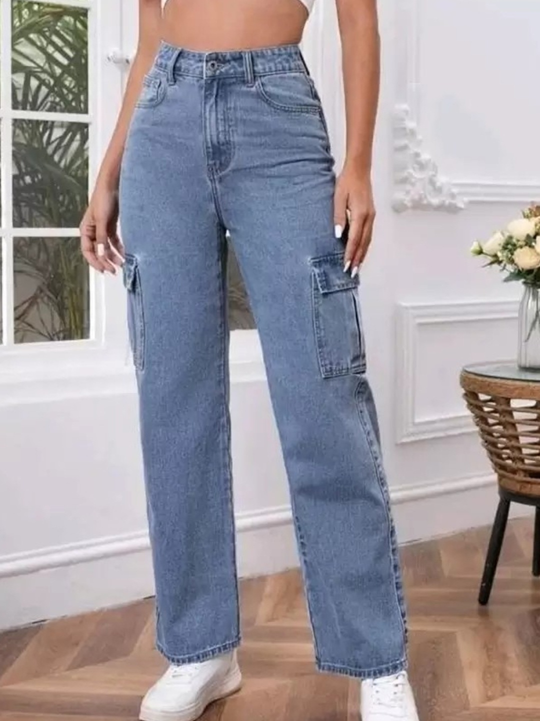 

Lahaba Women Cotton Loose Relaxed Fit Stretchable Jeans, Blue