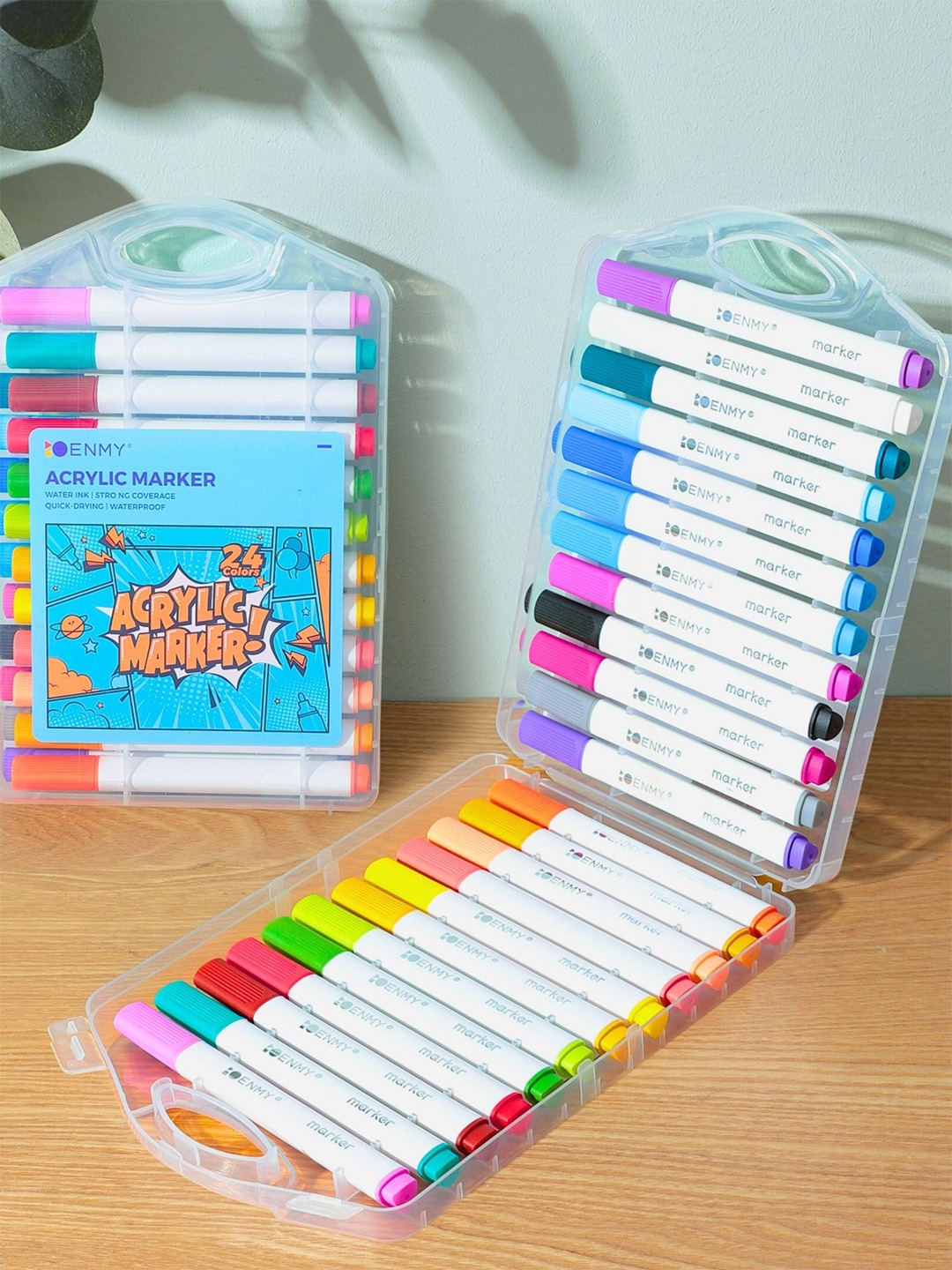 

Tinker Squad 24 Pcs Washable Acrylic Paints Markers Pens Set for Drawing Stationery, White
