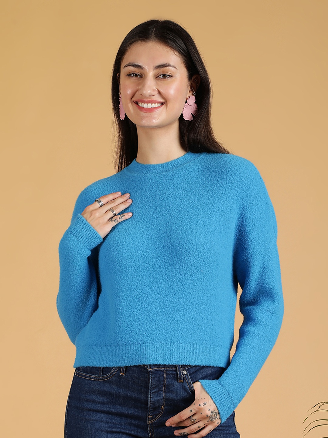 

Stylecast X Kotty Women Round Neck Pullover, Blue