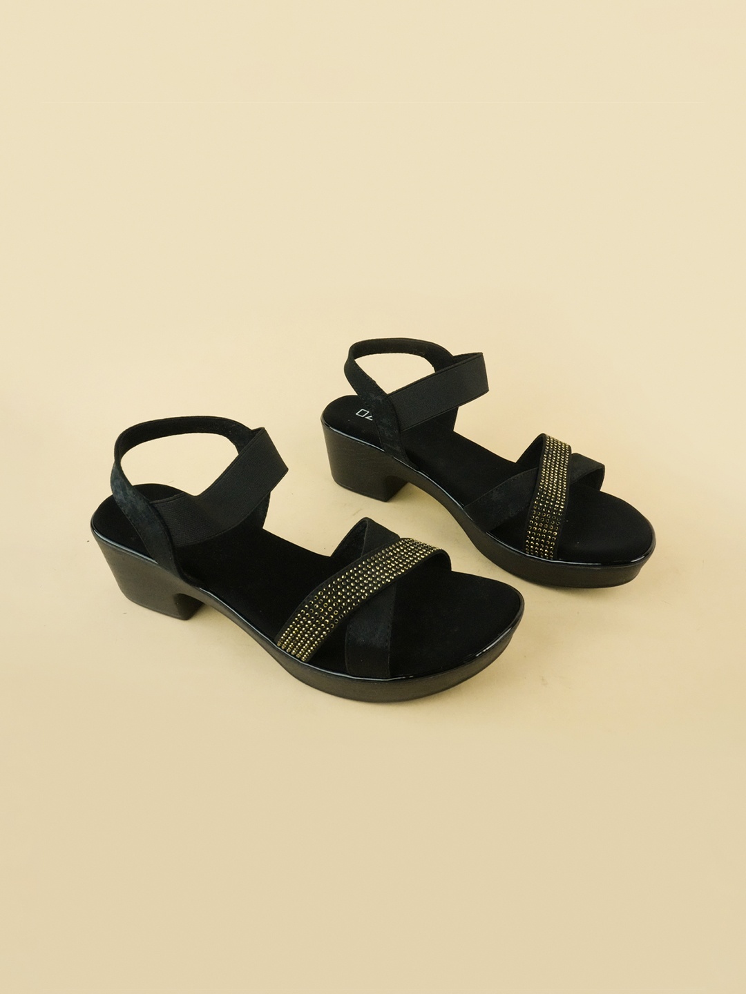 

Ozuri Suede Party Block Sandals, Black