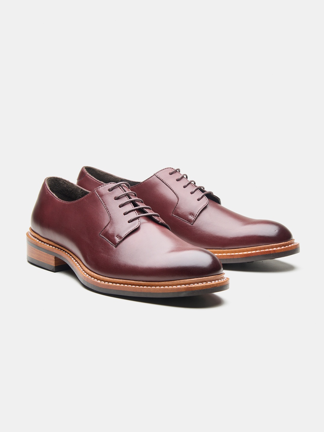 

KOZASKO Men Leather Formal Derbys, Burgundy