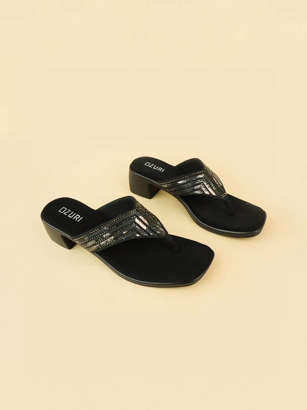 

Ozuri Party Block Sandals, Black