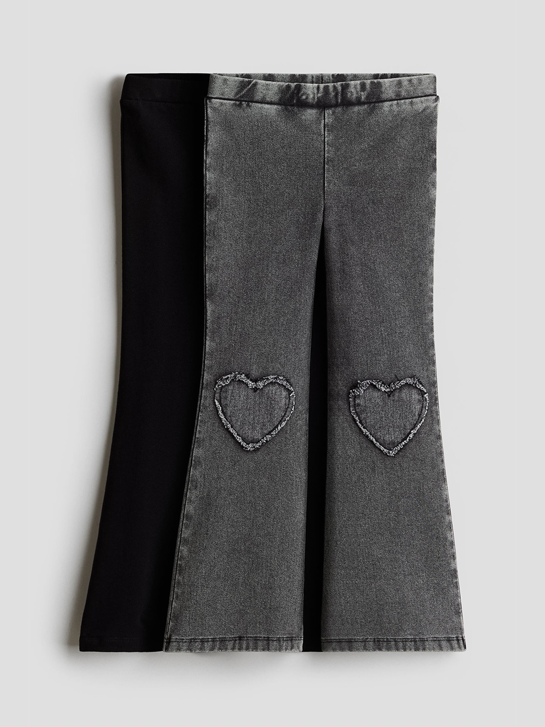 

H&M Girls 2-Pack Flared Jeggings, Grey