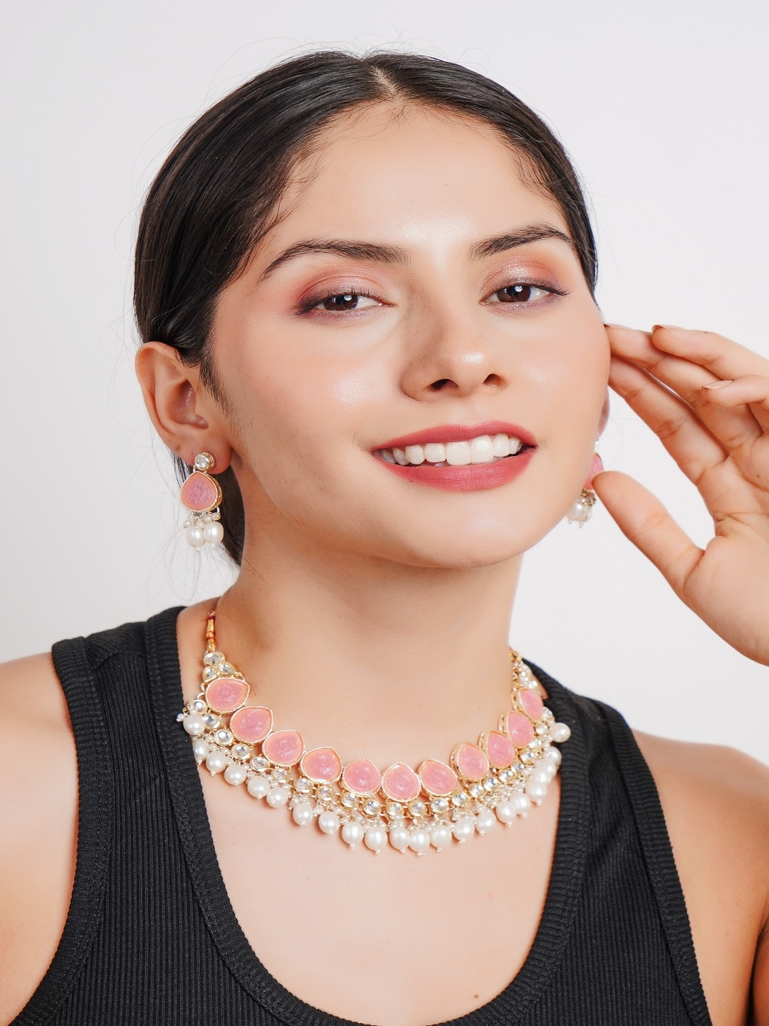 

Divisha 18 KT Gold-Plated CZ Stone Studded & Beaded Jewellery Set