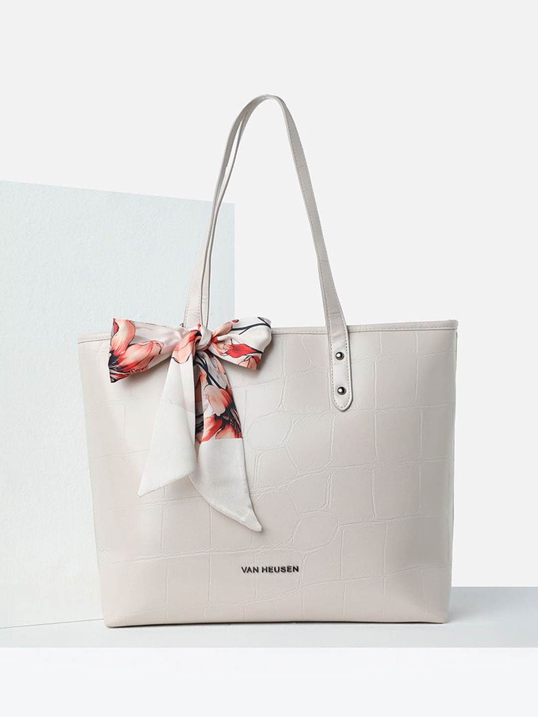 

Van Heusen Woman Textured Structured Shoulder Bag, Off white