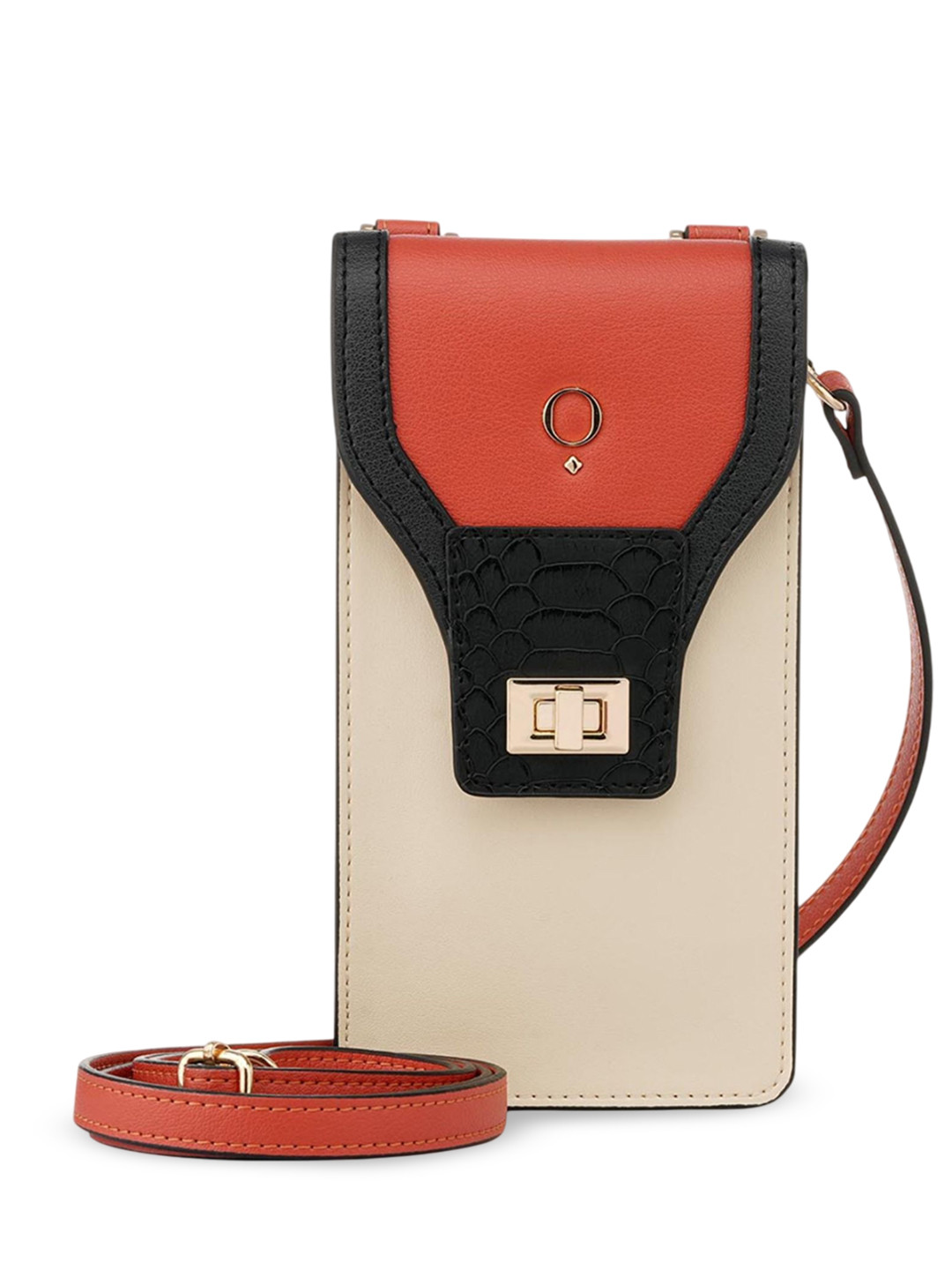 

Monadaa Structured Handheld Bag with Applique, Orange