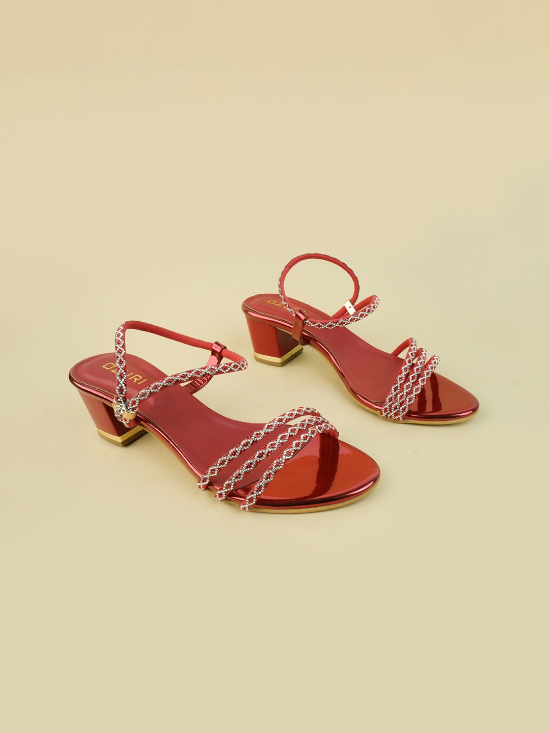 

Ozuri Party Block Sandals, Red