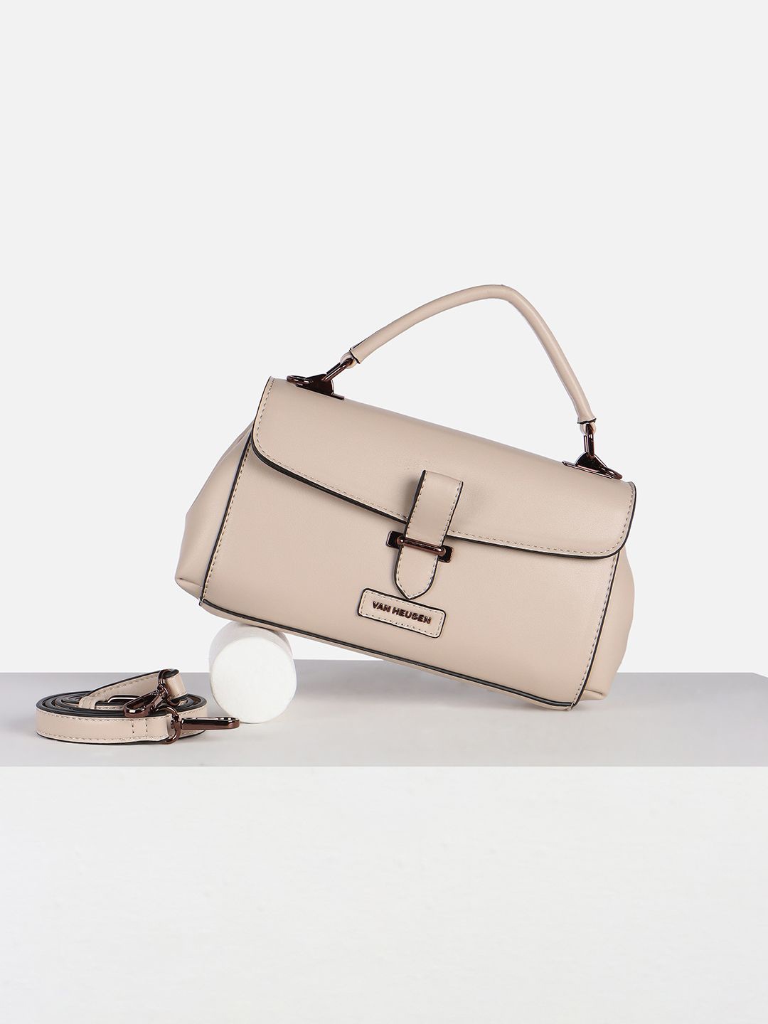 

Van Heusen Woman Solid Structured Satchel Bag, Beige