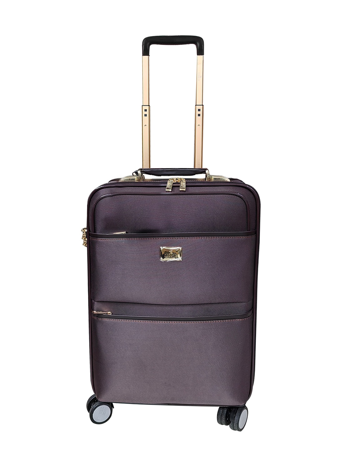 

THE CLOWNFISH Aether Series Soft Sided Cabin Trolley Bag, Brown