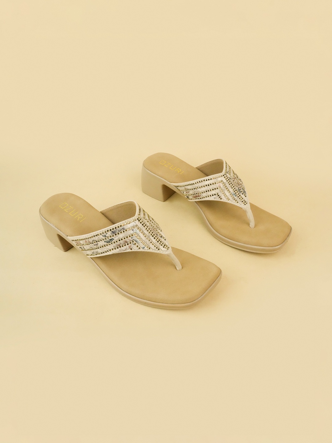 

Ozuri Party Block Sandals, Beige