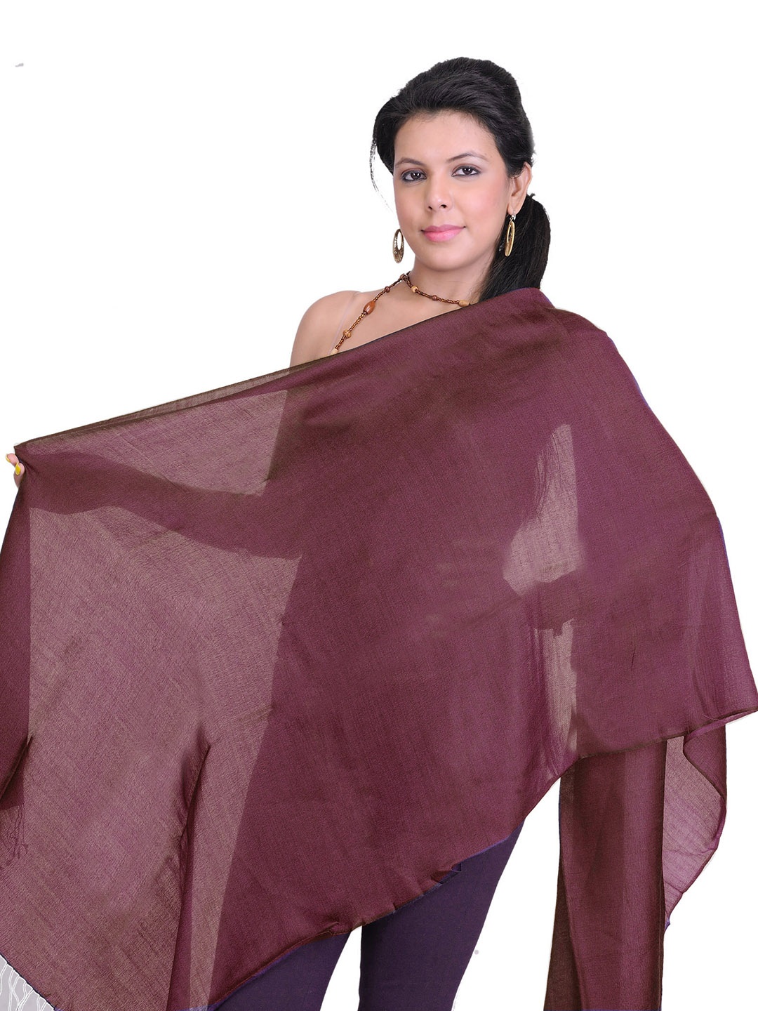 

Exotic India Magenta Purple Plain Reversible Water-Pashmina Stole