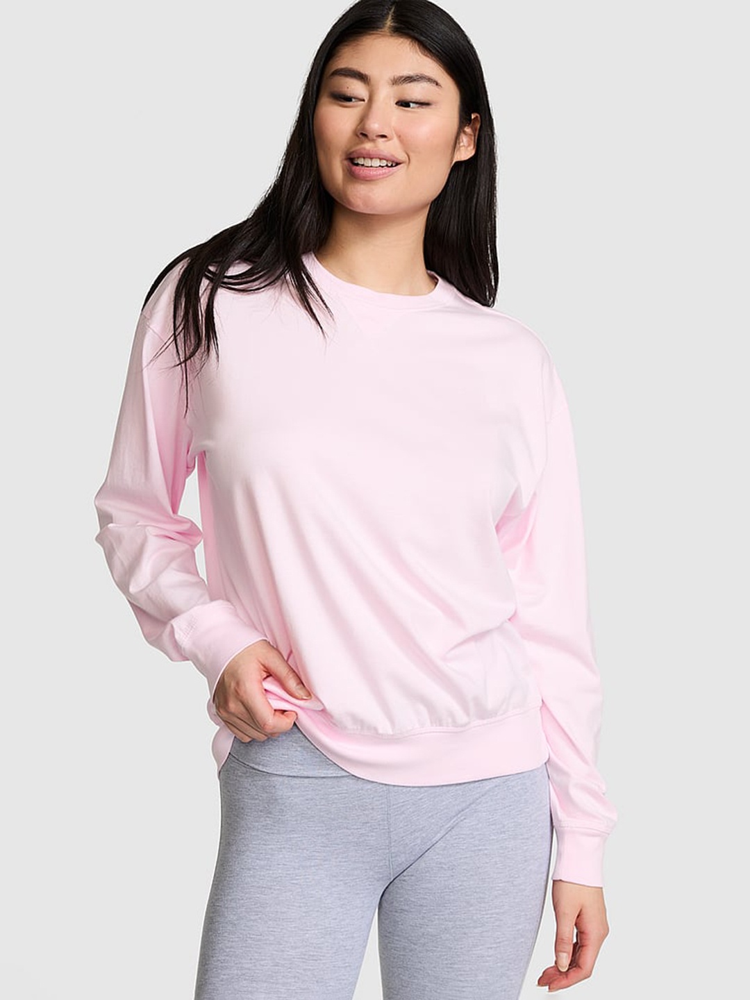

Victoria's Secret Women High Neck Extended Sleeves Cut Outs T-shirt, Pink