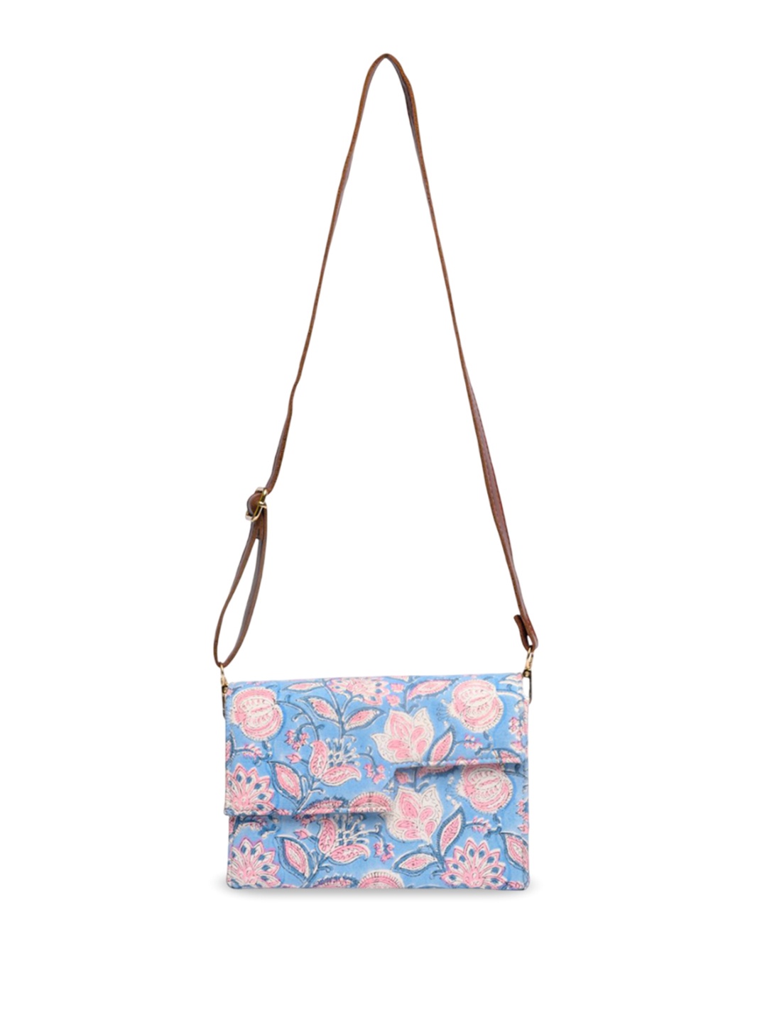 

Block N Style Women Floral Printed Crossbody Cotton Sling Bag, Blue