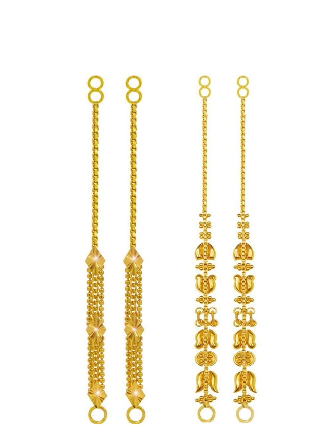 

PINAAKA DARINI Set Of 2 1Gram Gold Circular Hair Chain Earrings