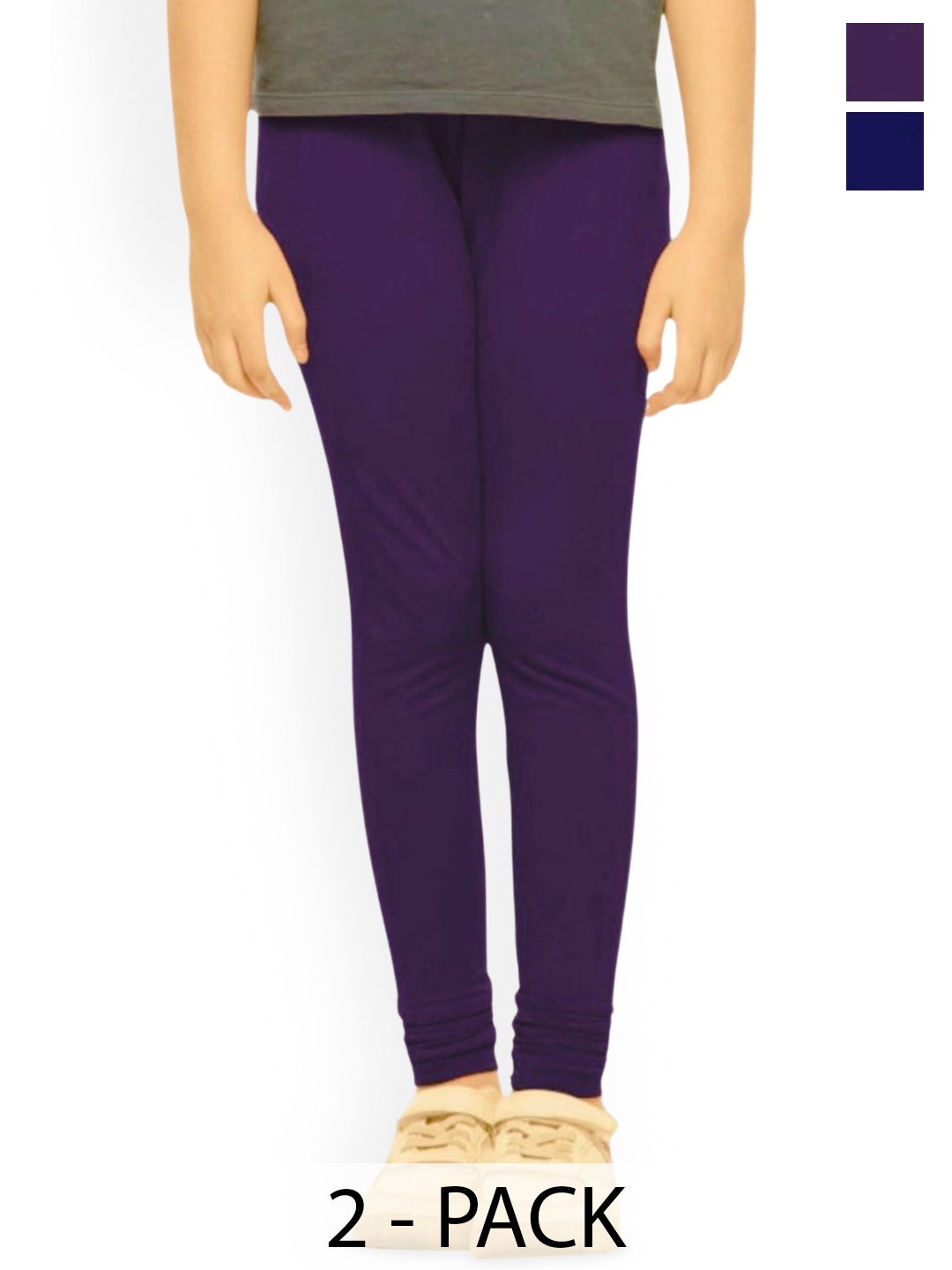 

Tik Tok WEARS Pack Of 2 Mid-Rise Churidar Length Leggings, Blue