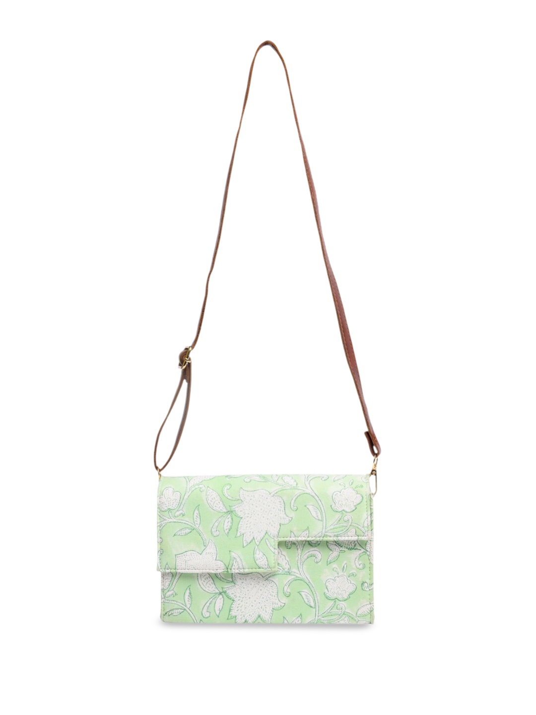 

Block N Style Women Floral Printed Crossbody Cotton Sling Bag, Green