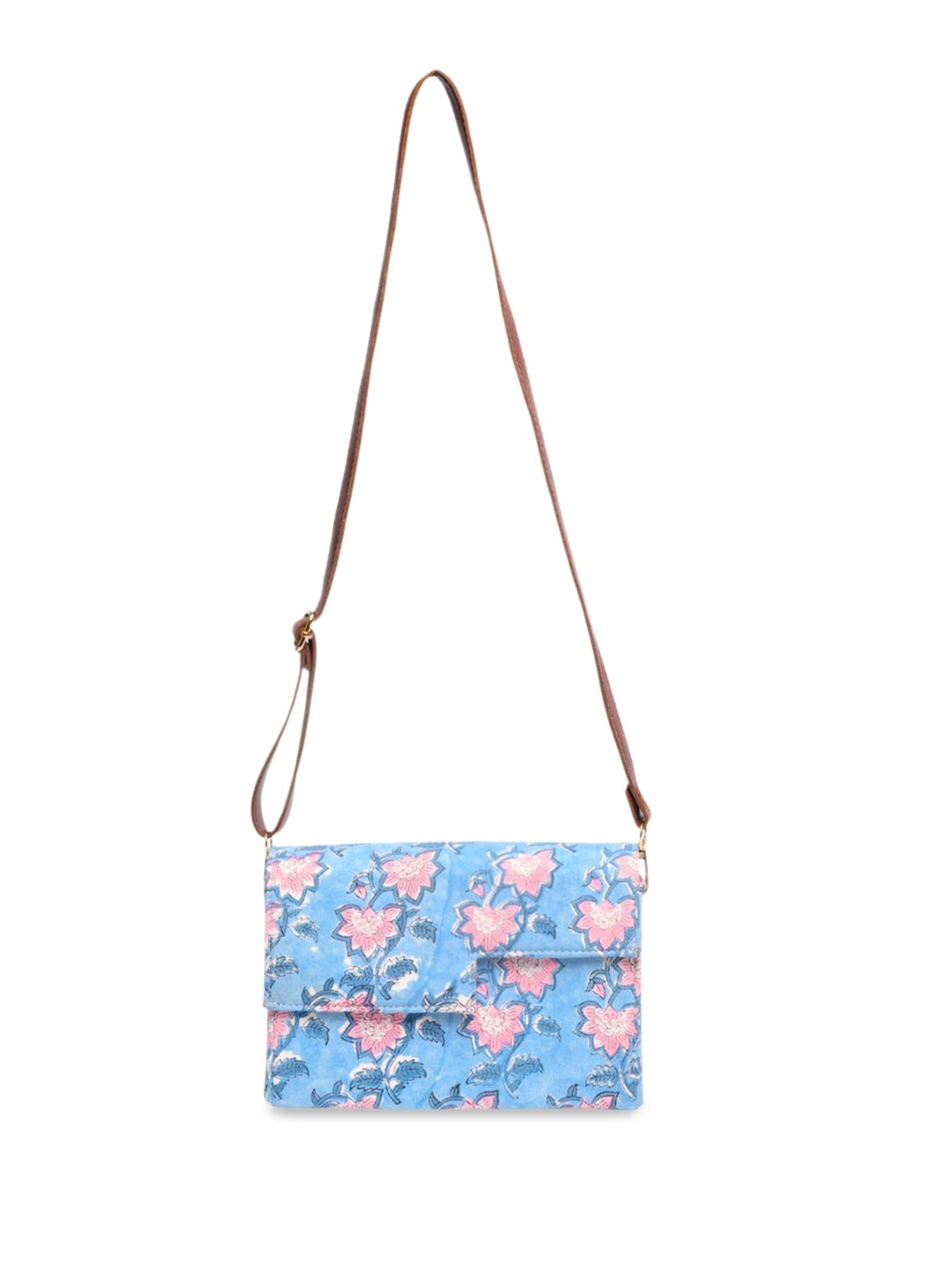 

Block N Style Women Floral Printed Crossbody Cotton Sling Bag, Blue